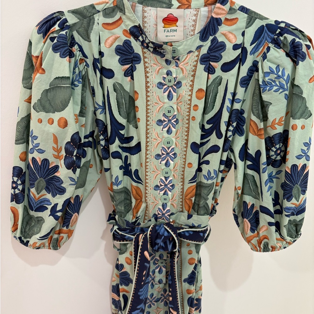 FARM Rio Botanical Puff Sleeve Dress